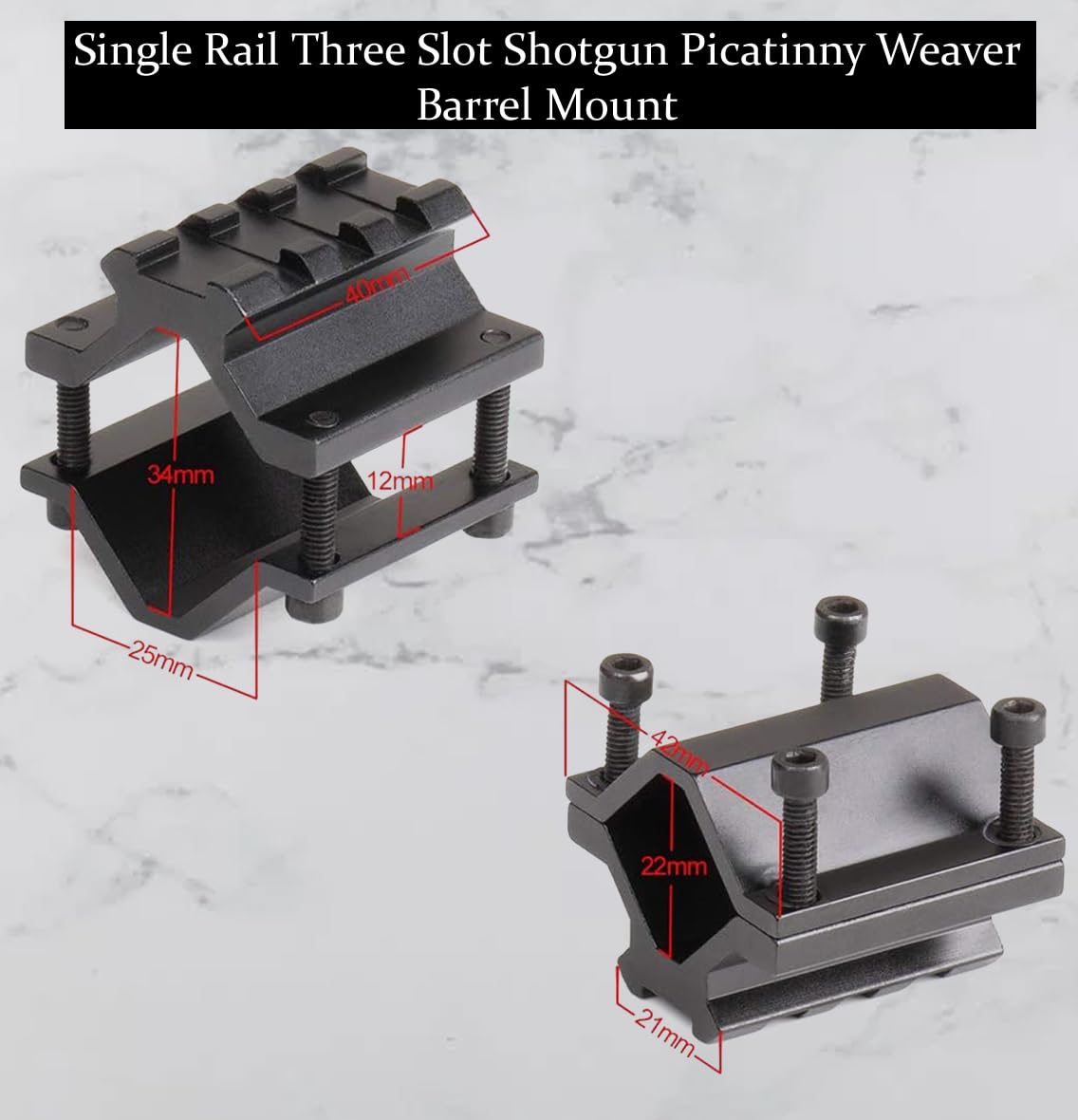 Gotical Single Rail 3 Slot Barrel Mount Weave Picatinny Weaver Barrel Mount