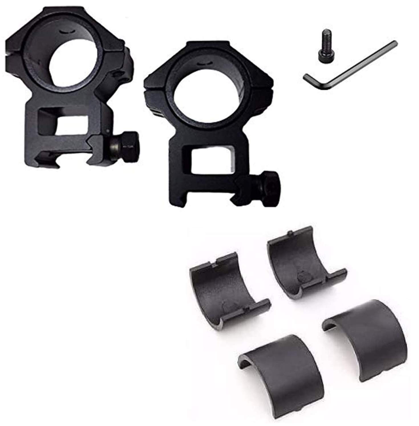 360 Tactical 30mm Heavy Duty Hex Shape Rifle Scope Rings W/1" Inserts High Rise Weaver Style Heavy Duty Ring