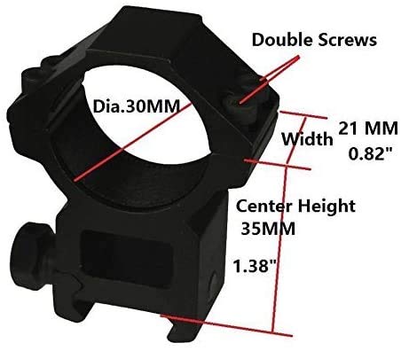 360 Tactical 30mm Heavy Duty Hex Shape Rifle Scope Rings W/1" Inserts High Rise Weaver Style Heavy Duty Ring