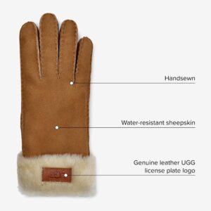 UGG Women's Leather Turn Cuff Sheepskin Shearling Lined Glove