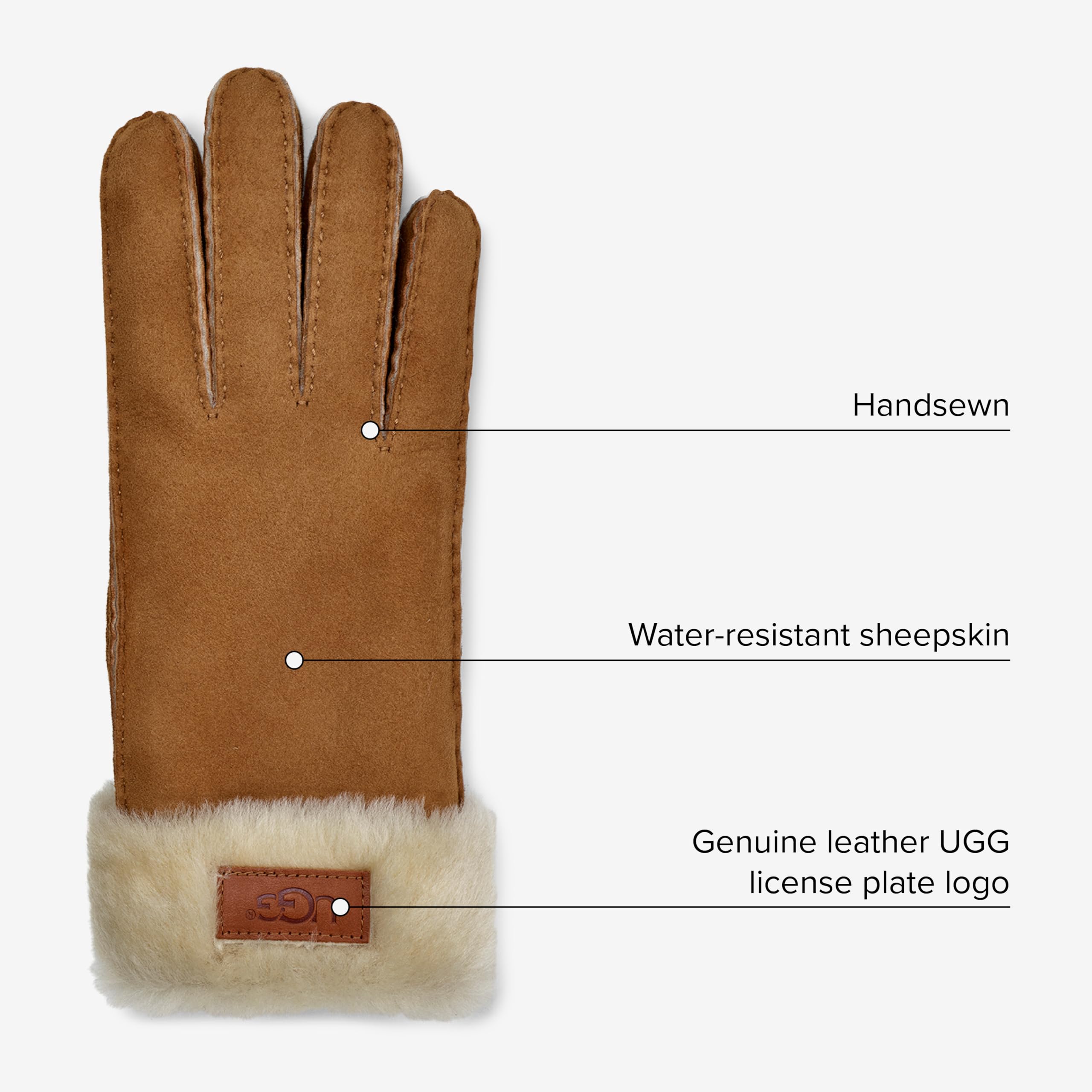 UGG Women's Leather Turn Cuff Sheepskin Shearling Lined Glove