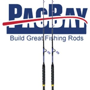 Xcaliber Marine Pair (2) Tournament Series 20-40lb Saltwater Trolling Rod w/Pac Bay Guides (Blue & Silver)