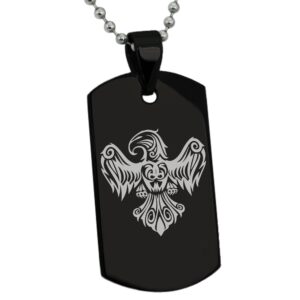 tioneer black stainless steel aztec power strength courage rune symbol dog tag pendant necklace