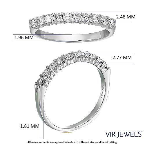 Vir Jewels 1/2 carat (ctw) Diamond Wedding Anniversary Band for Women, Round Diamond Engagement Ring 14K White Gold 10 Stones Prong Set 0.50 cttw I1-I2, Size 5.5