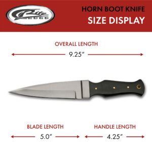 SZCO Supplies 9.25" Horn Handle Spear-Point Boot Knife with Sheath, Black, DH-8021HN