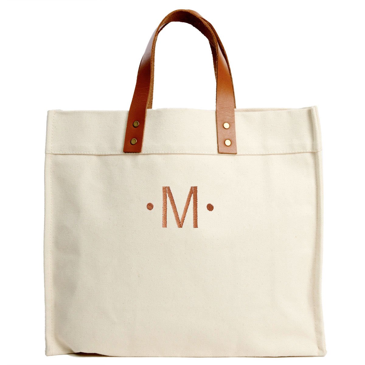 Signature Monogrammed Cotton Canvas Tote - 15" W x 13" H x 65" D heavy canvas handbag tote