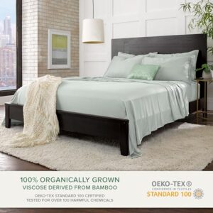 Pure Bamboo - Queen Bed Sheet Set, Genuine 100% Organic Viscose Derived from Bamboo, Luxuriously Soft & Cooling, Double Stitching, Lifetime Quality Promise (Queen, Sea Glass)