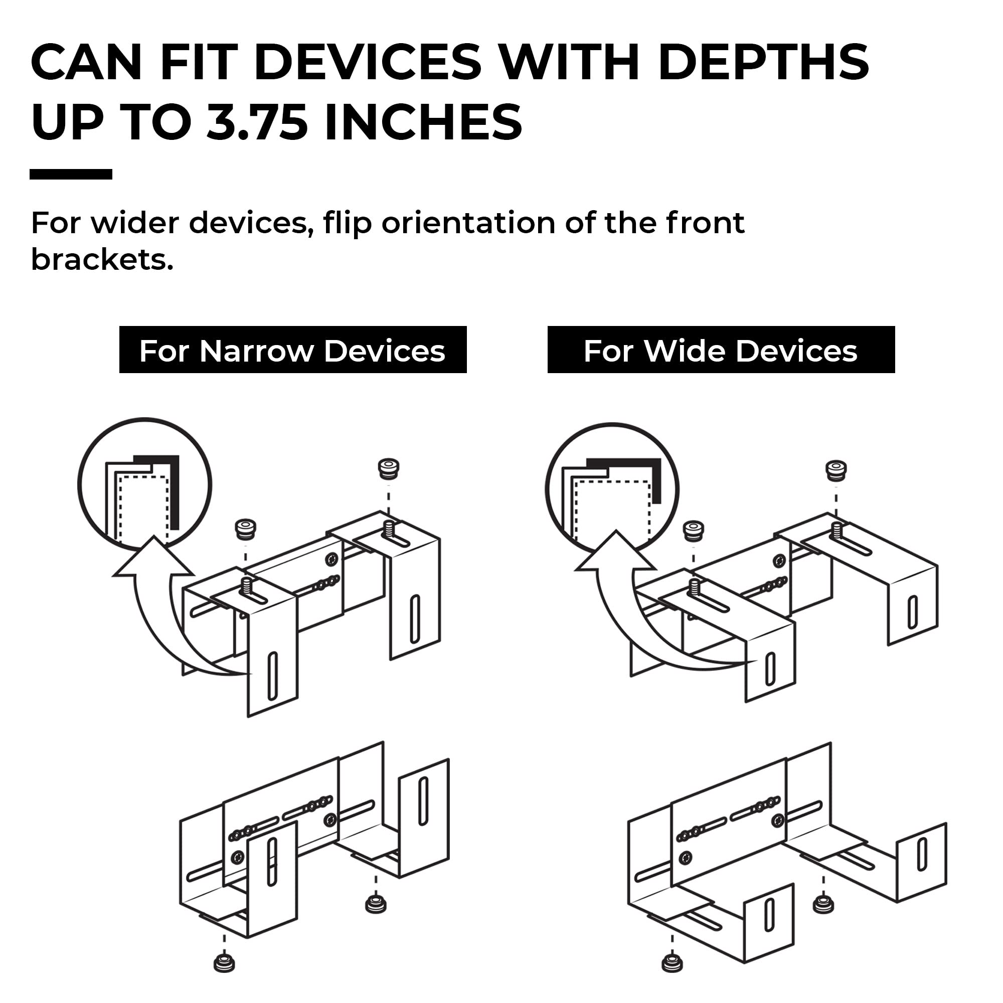 HumanCentric Adjustable Device Wall Mount, Cable Box Mount and Modem Mount, Adjustable Wall Mount for Small and Wide or Narrow Devices like Cable Boxes, Modems, DVD Players Mount on the Wall Behind TV