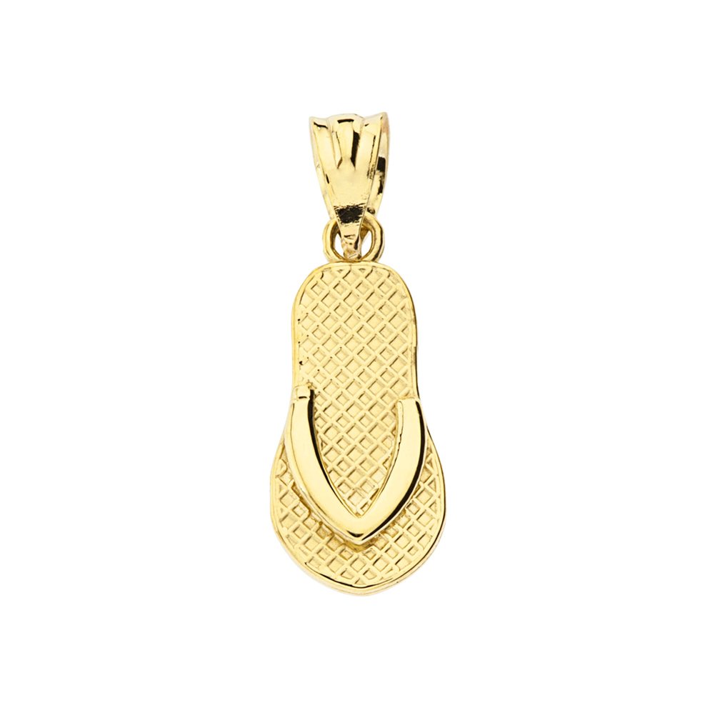 Elegant 14k Yellow Gold Flip Flop Charm Pendant