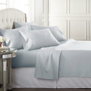 danjor linens king size sheets set - 6 piece set including 4 pillowcases - deep pockets - breathable, soft bed sheets - wrinkle free - machine washable - ice blue king bed sheets - 6 pc