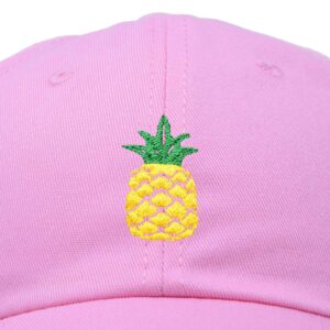 DALIX Pineapple Hat Unstructured Cotton Baseball Cap in Light Pink