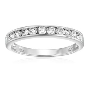 Vir Jewels 1/2 carat (ctw) Diamond Wedding Anniversary Band for Women, Half Eternity Round Diamond Engagement Ring 14K White Gold Channel Set 0.50 cttw, Size 4.5