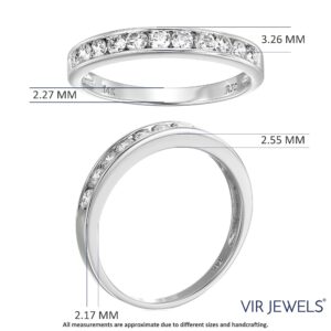 Vir Jewels 1/2 carat (ctw) Diamond Wedding Anniversary Band for Women, Half Eternity Round Diamond Engagement Ring 14K White Gold Channel Set 0.50 cttw, Size 4.5