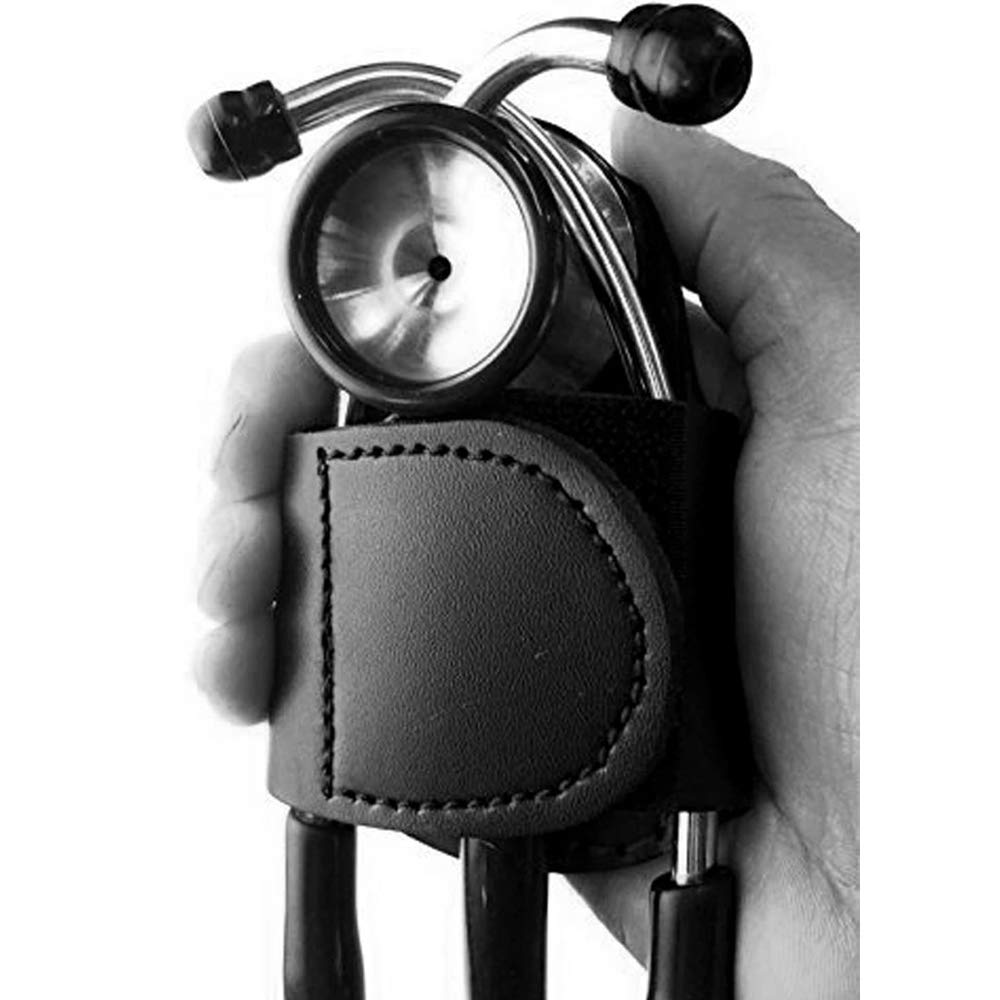 Genuine Leather Black Stethoscope Holder for Nurses and Doctors