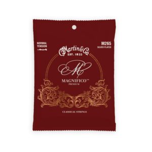 martin magnifico classical guitar strings, normal tension (m265), silver