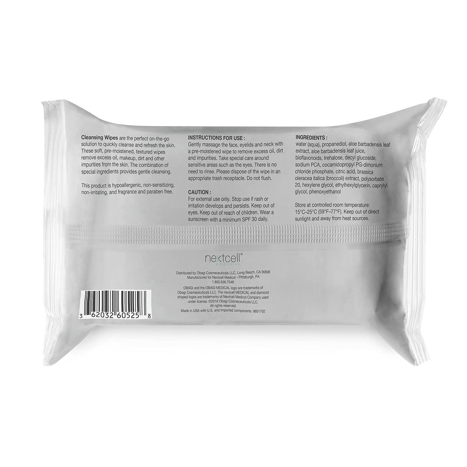 Obagi Medical On the Go Cleansing and Makeup Removing Wipes, 25 count