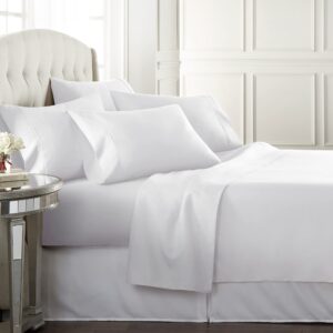 danjor linens king size sheets set - 6 piece set including 4 pillowcases - deep pockets - breathable, soft bed sheets - wrinkle free - machine washable - white king bed sheets - 6 pc