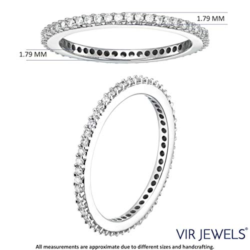 VIR JEWELS 1/2 carat (ctw) Diamond Wedding Anniversary Band for Women, Full Eternity Round Diamond Engagement Ring 14K White Gold Prong Set 0.50 cttw, Size 7