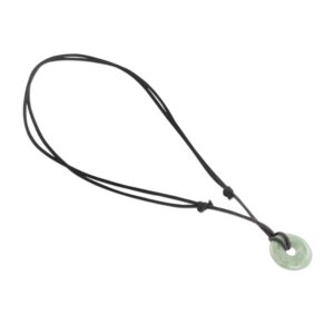 NOVICA Artisan Handmade Jewelry Jade Circular Pendant Necklace Light Green | Jade Necklace with Black Cotton Cord | Green Jade Natural Gemstone Necklace for Women | Mayan Themed Necklace from Guatemala 'Circle of Love'