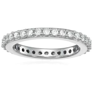 vir jewels 1 cttw diamond eternity ring for women, wedding band in 14k white gold prong set, size 4.5