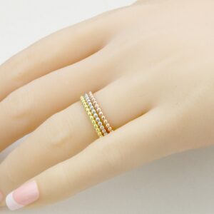 Sz 7.0 Solid 10K Yellow Gold 2MM Eternity Bead Wedding Band Ring