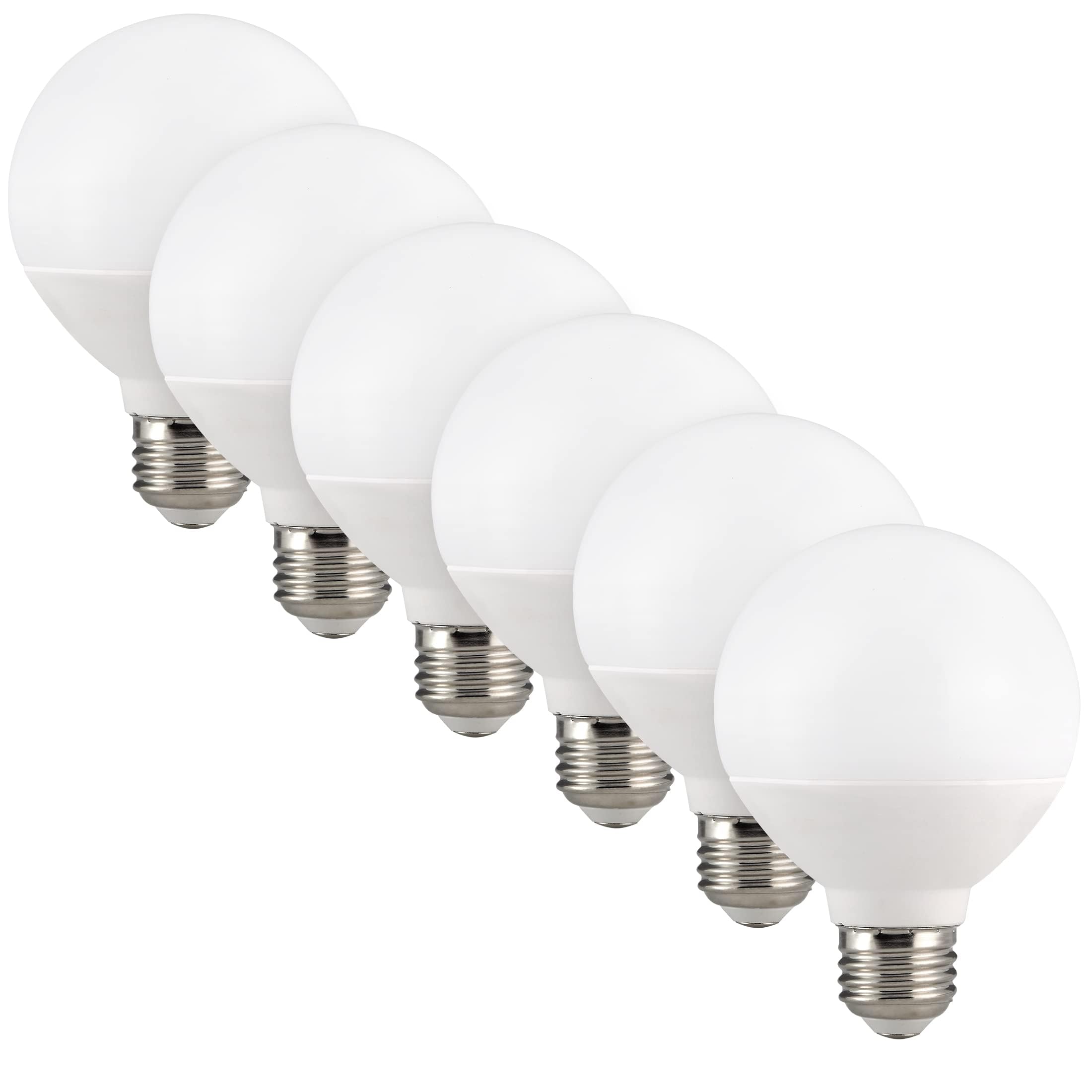 Maxxima G25 LED Light Bulbs - 450 Lumens, 2700K Soft White Light, 40 Watt Equivalent, Featuring an E26 Base for Indoor Use, Perfect Globe Bulbs for Bathroom Vanity Makeup Mirror - 6 Pack