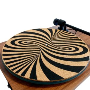 TazStudio Premium slipmat - Cork Turntable Mat for Better Sound Support on Vinyl LP Record Player - Cork mat Original Geometric Design Psychedelic Geometric spiral Art [4mm Thickness]-m7