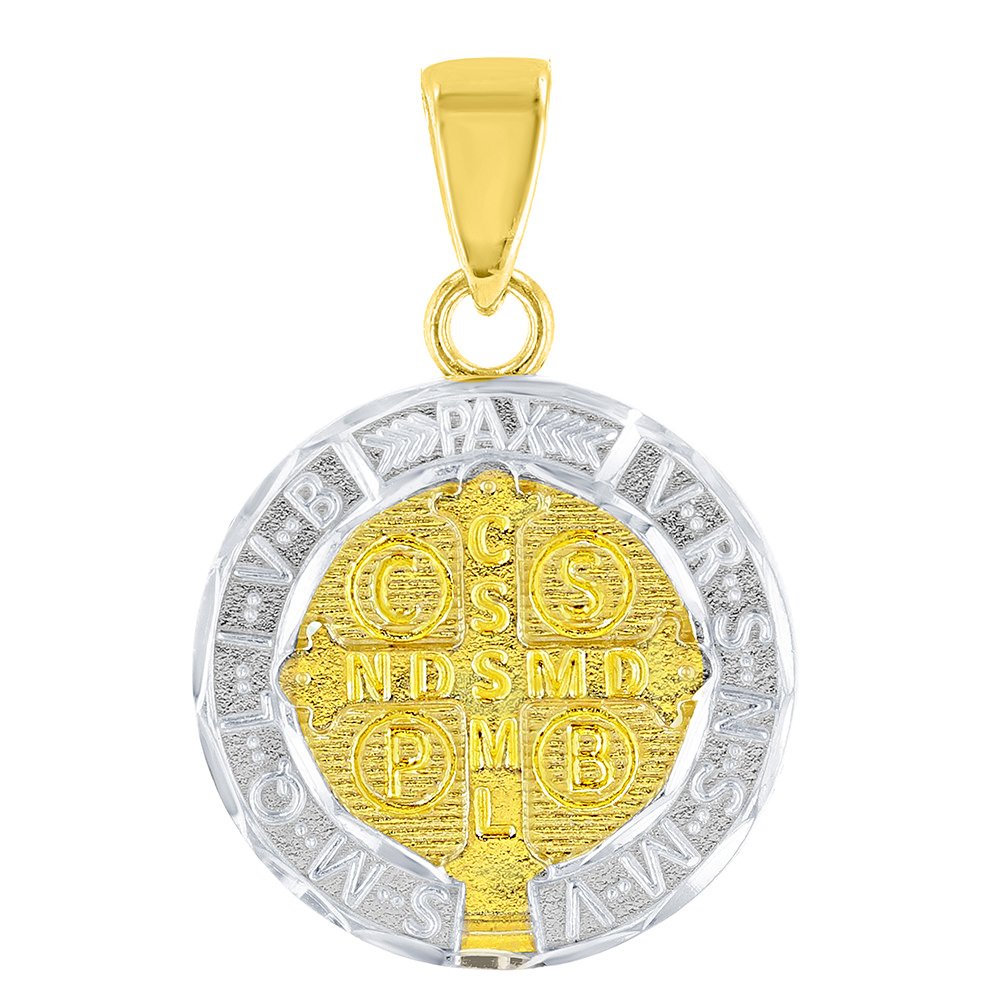 Jewelry America 14K Yellow Gold Polished and Satin St Benedict Medal Charm Saint Pendant