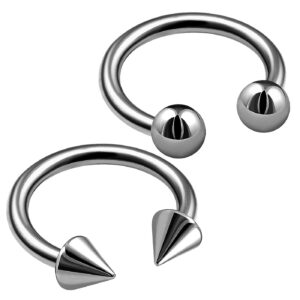 bodyjewellery 2pcs 16g Circular Barbell Titanium G23 Helix Tragus Lip Ring Cartilage Bite Snake Septum Ear Eyebrow Nose B2CCQ 8mm