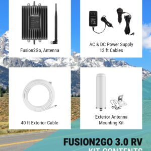 SureCall Fusion2Go 3.0 RV Cell Signal Booster for Motorhome, 5G/4G LTE, Large Vehicles, Permanent Omni Antenna, Multi-User All Carrier Boosts Verizon AT&T Sprint T-Mobile, FCC Approved, USA Company