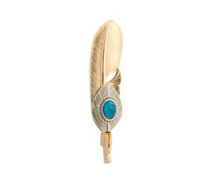 knighthood golden feather with blue stone detailing lapel pin/brooch golden