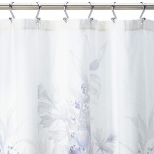 Madison Park Enza 100% Cotton Shower Curtain, Casual Large Floral Design, Modern Bathroom Decor, Machine Washable, Fabric Privacy Screen 72x72", Lilac