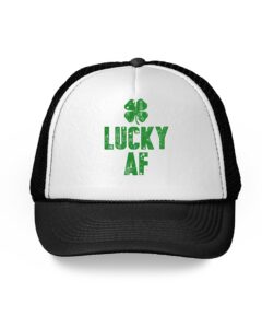 awkward styles lucky af mesh cap st. patrick's day trucker hats shamrock black one size