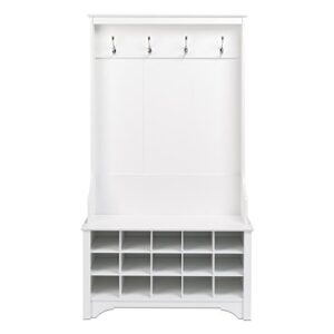 Prepac Hall Tree with Shoe Storage, White