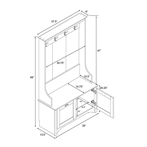 Prepac Wide Hall Tree with Shaker Doors, Espresso