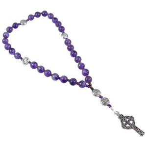 Kit Johnson Designs, Anglican Rosary Beads Amethyst Celtic Cross, Prayer Bag, Instruction Booklet