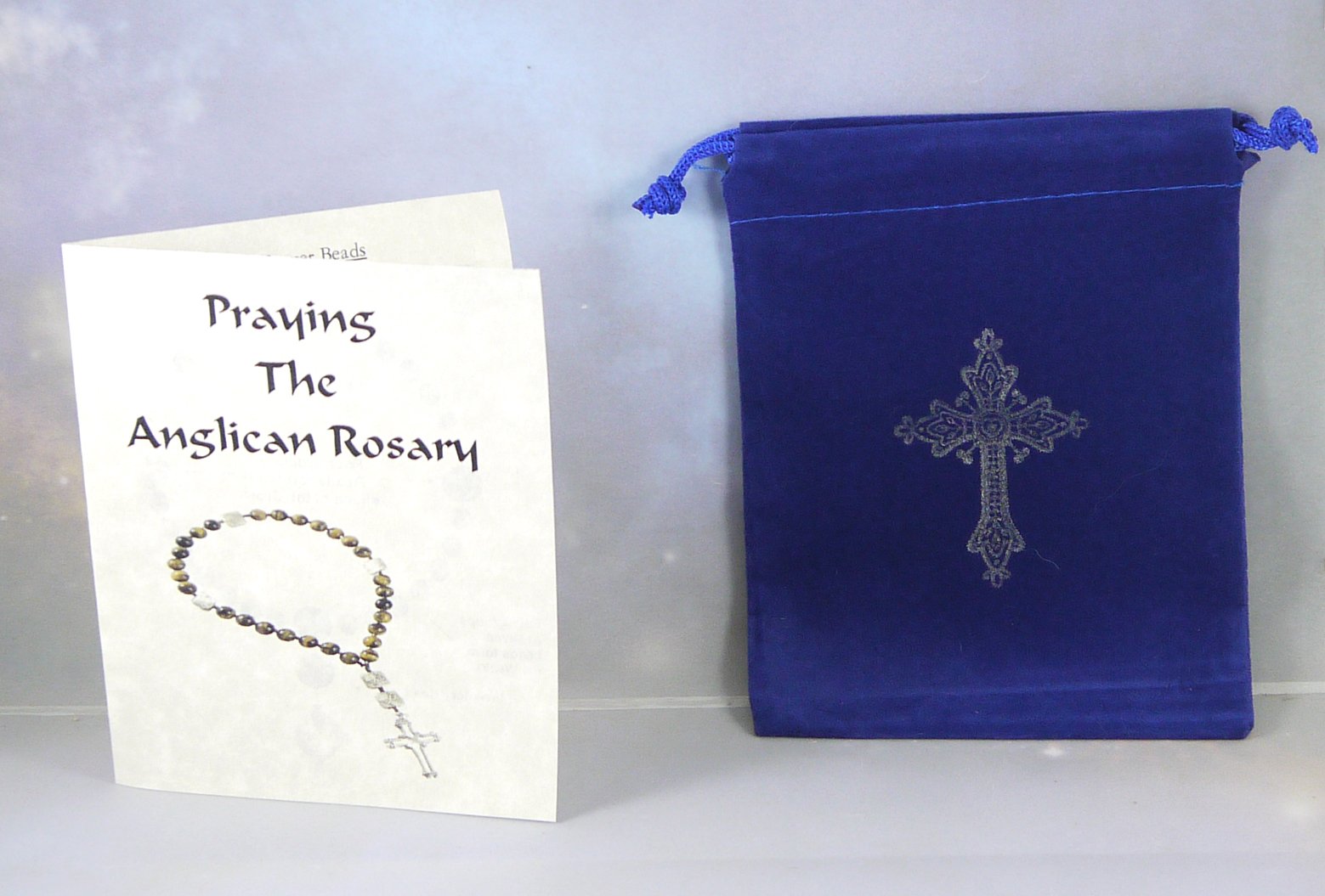 Kit Johnson Designs, Anglican Rosary Beads Amethyst Celtic Cross, Prayer Bag, Instruction Booklet