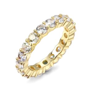 nyc sterling 4mm gold cubic zirconia round luxury eternity rings, box included (5)