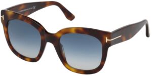 tom ford ft0613 sunglasses - blonde havana frame, gradient blue lenses, 52 mm lens ft06135253w