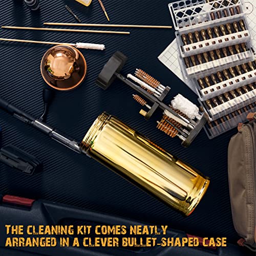 Wild Shot Deluxe Gun Cleaning Kit with Registered Trademarked Aluminum Bullet Shaped Storage Case, Cleaning Tools to Effectively Maintain Handguns, Shotguns and Rifles.