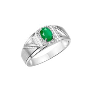 Rylos Simply Elegant Beautiful Green Emerald & Diamond Ring - May Birthstone* Size 10