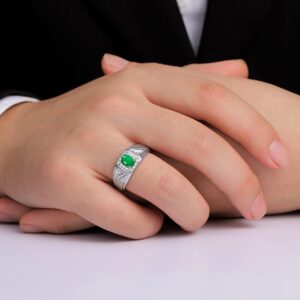 Rylos Simply Elegant Beautiful Green Emerald & Diamond Ring - May Birthstone* Size 10