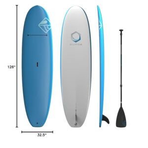 Boardworks Surge | Recreational Stand Up Paddleboard | SDK Softdeck Epoxy Hardboard with Paddle | 10' 6", Blue/White