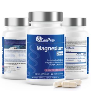 CanPrev - Magnesium Bisglycinate Chelated + GABA & Melatonin 120 Caps - Muscle Health, Bone Health and Cramp Relief - 3rd Party Tested - Formulated & Made in Canada