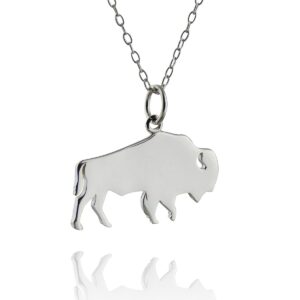 FashionJunkie4Life Sterling Silver Buffalo Necklace, 18" Chain | Birthday Gifts for Women and Men