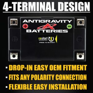 Antigravity ATZ-10 Performance Lithium Motorcycle Powersport Battery with Built-In Jump Starting. 6.1Ah, Replaces YTZ10, YTZ12, YTZ14, YTX9, YTX7A Yamaha, Honda, Kawasaki, Suzuki