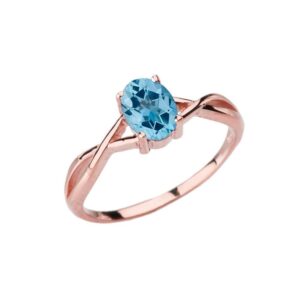 elegant 14k rose gold twisted december birthstone solitaire engagement/promise ring (size 4.5)