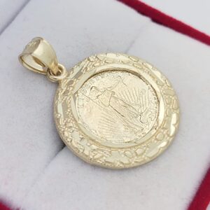 Walking Liberty Coin And Bezel Pendant 10K Yellow Gold