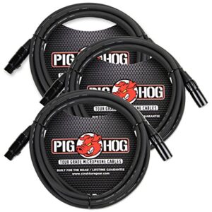 pig hog phm10 8mm tour grade mic cable, xlr 10ft - 3-pack