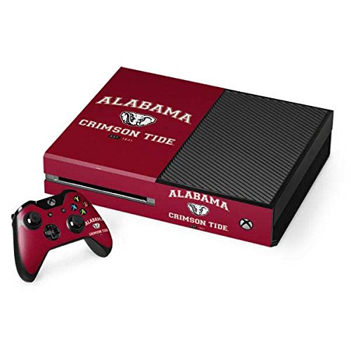 Skinit Decal Gaming Skin compatible with Xbox One Console and Controller Bundle - Officially Licensed College Alabama Crimson Tide Basketball Design